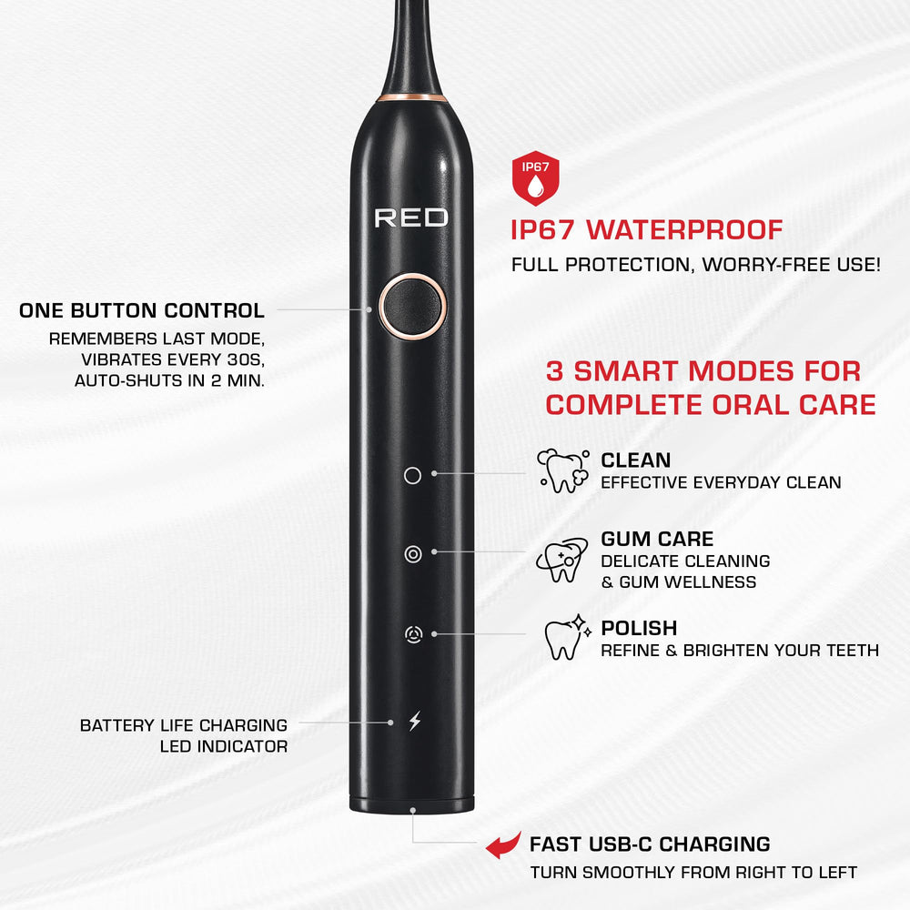 Toothbrush with USB-C charging cradle