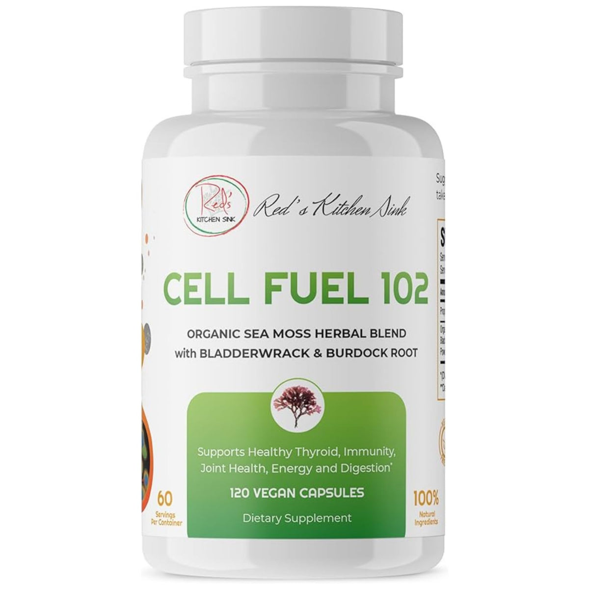 Bottle of Red's Kitchen Sink Cell Fuel 102 with label