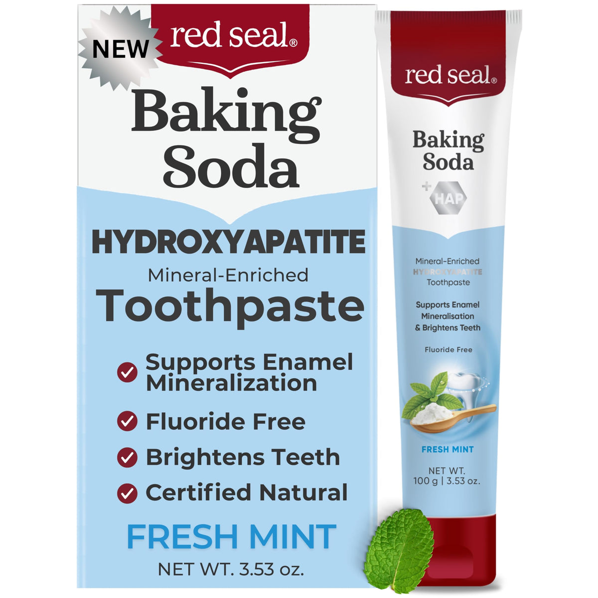 Red Seal toothpaste packaging box and tube