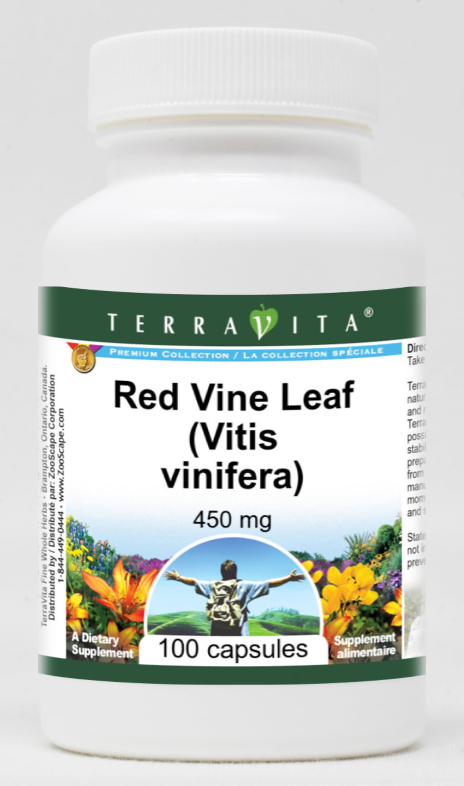Sealed bottle of Red Vine Leaf capsules 450 mg