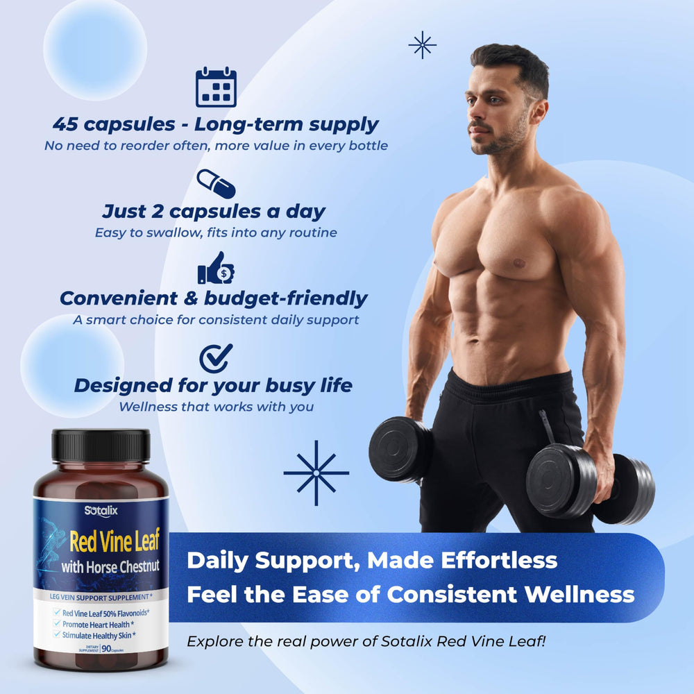 Label close-up of Red Vine Leaf and Horse Chestnut bottle