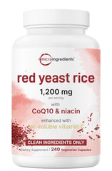 Bottle of Red Yeast Rice 1,200mg with CoQ10 100mg – 240 vegetarian capsules