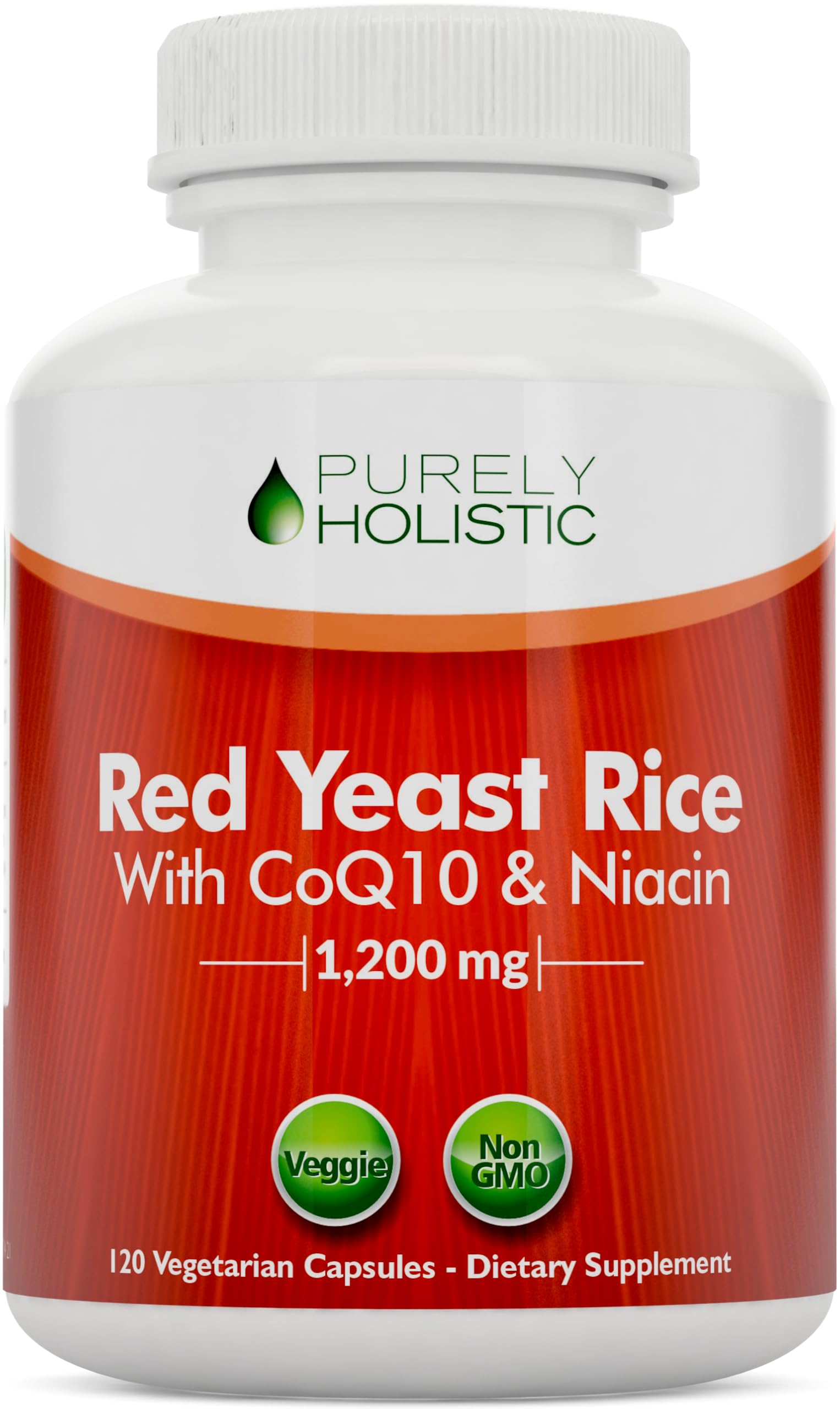 Front label of Red Yeast Rice 1200mg with CoQ10 and Niacin capsules