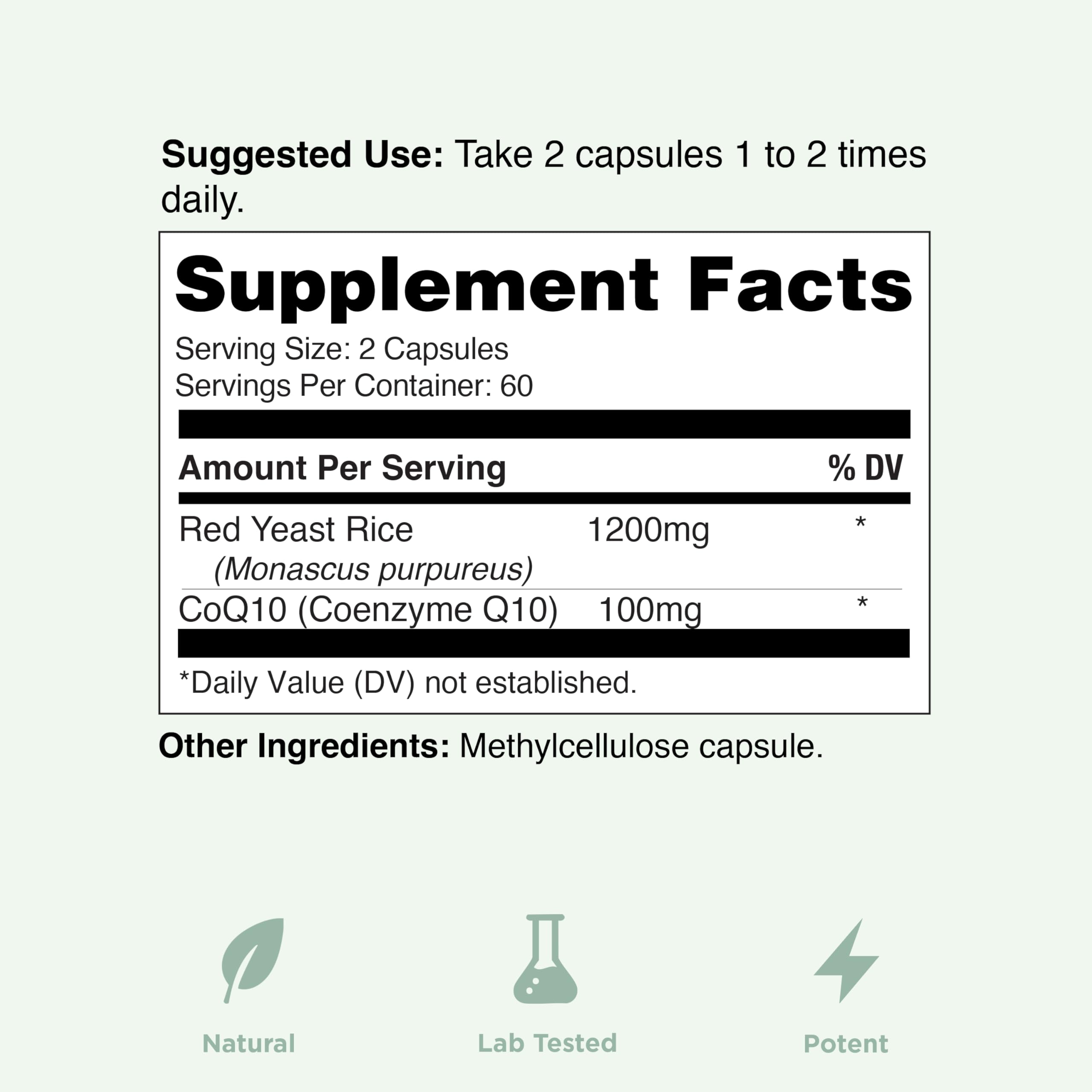 Vegan capsules and packaging for 120 veggie capsules product