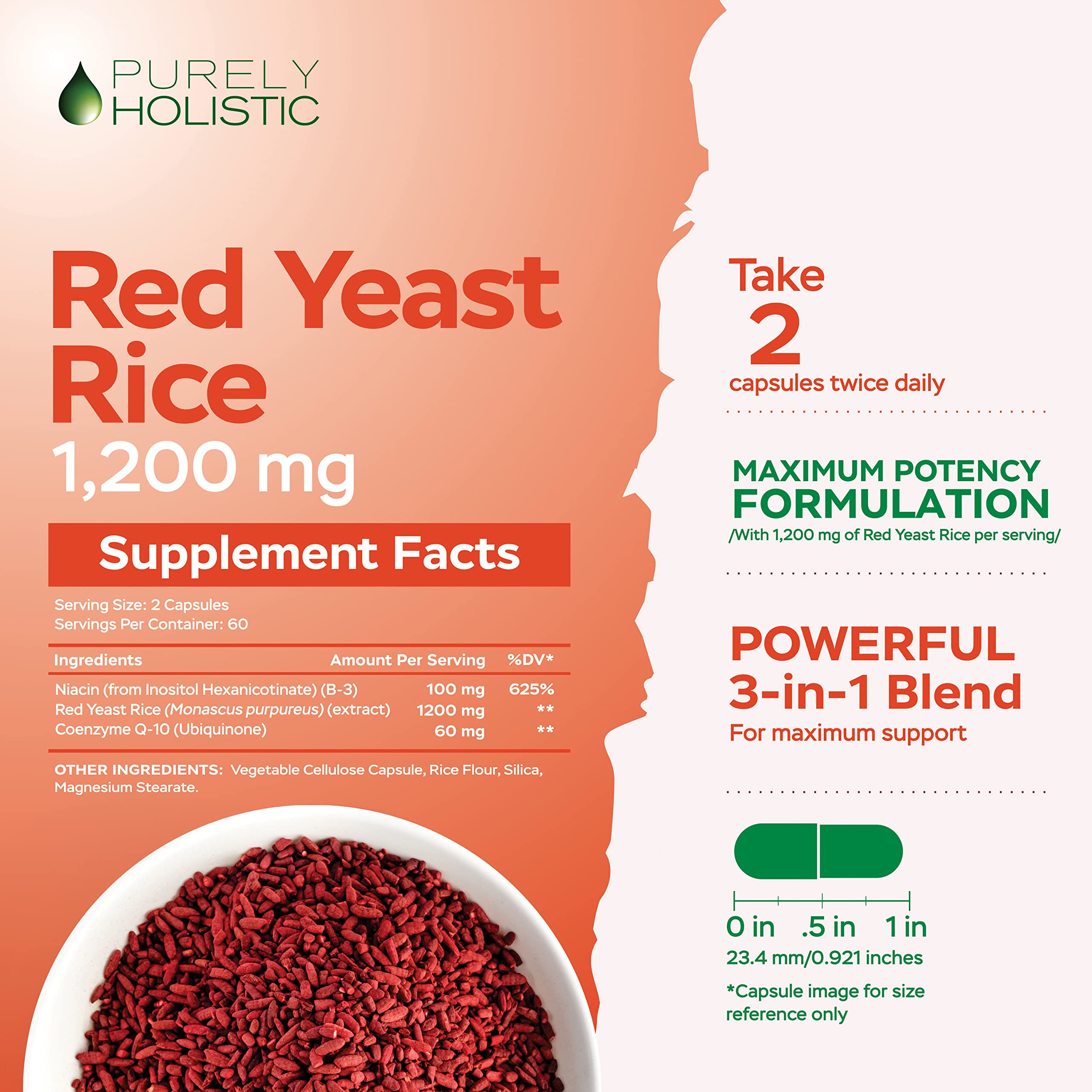 Citrinin-free, non-irradiated Red Yeast Rice with CoQ10 and Niacin capsules