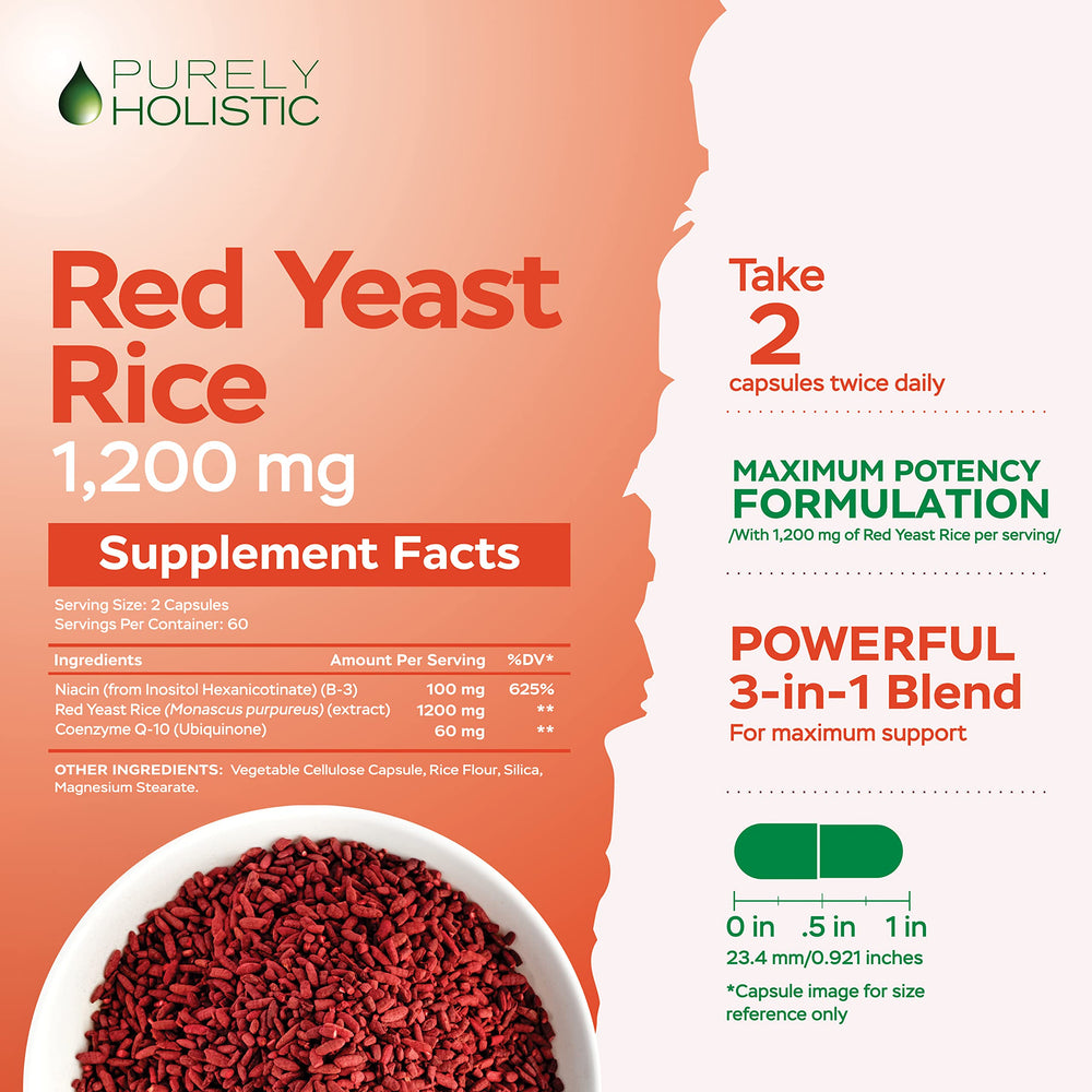 Citrinin-free, non-irradiated Red Yeast Rice with CoQ10 and Niacin capsules