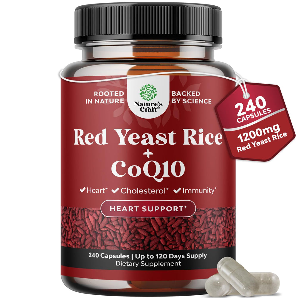 Bottle of Red Yeast Rice with CoQ10 supplement – 240 count