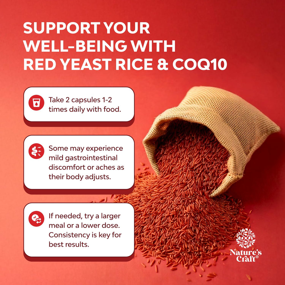 Close-up of red yeast rice and CoQ10 capsules