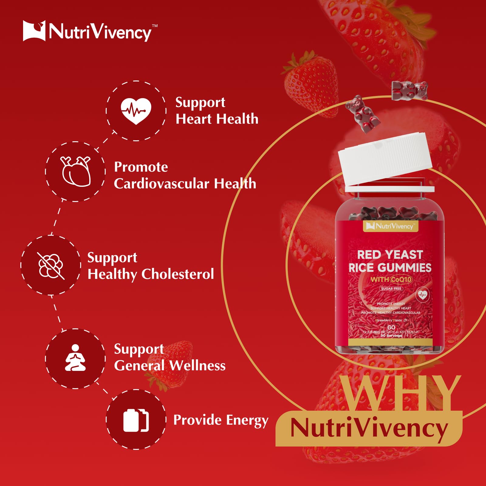 Nutrition facts panel showing 2400mg red yeast rice and 200mg CoQ10 per serving