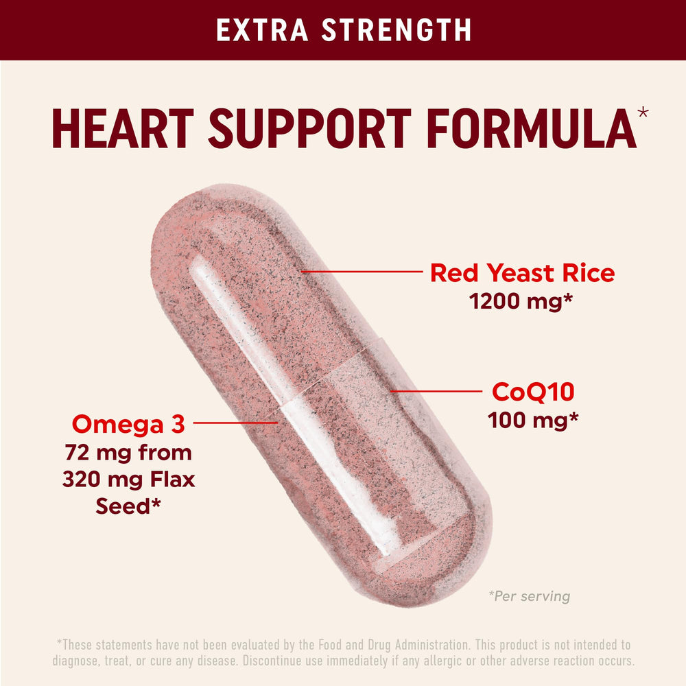 Capsules laid out for Red Yeast Rice with CoQ10 and Omega-3