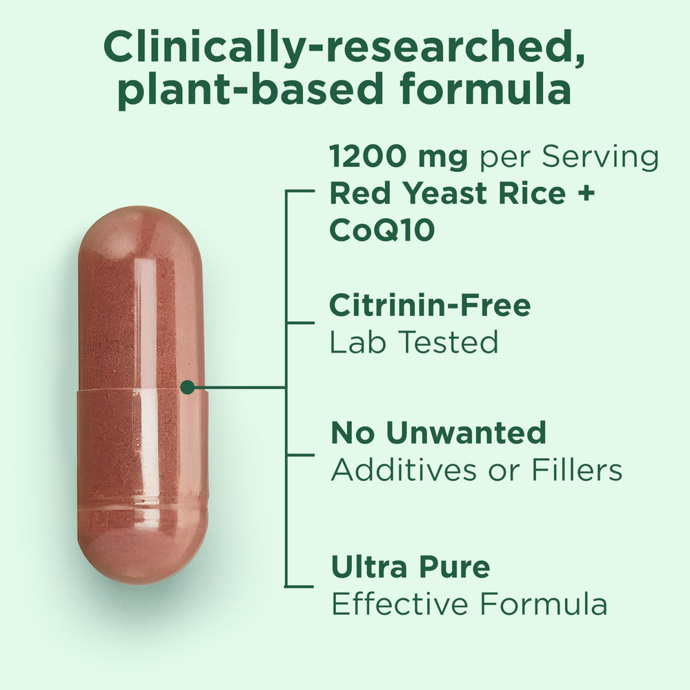 Premium red yeast rice extract with Monacolin K and CoQ10 ingredients