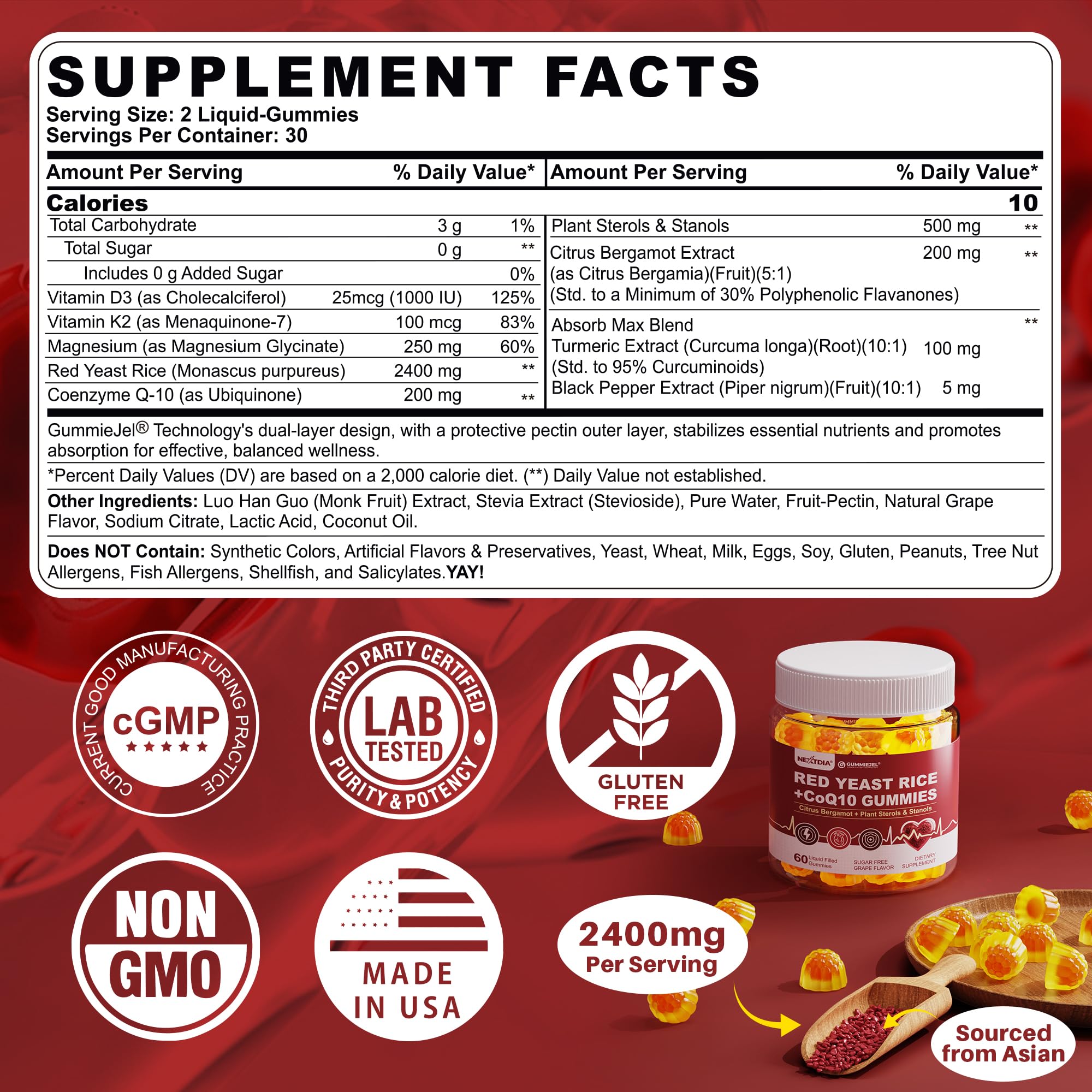 Close-up of grape-flavored gummy showing liquid core