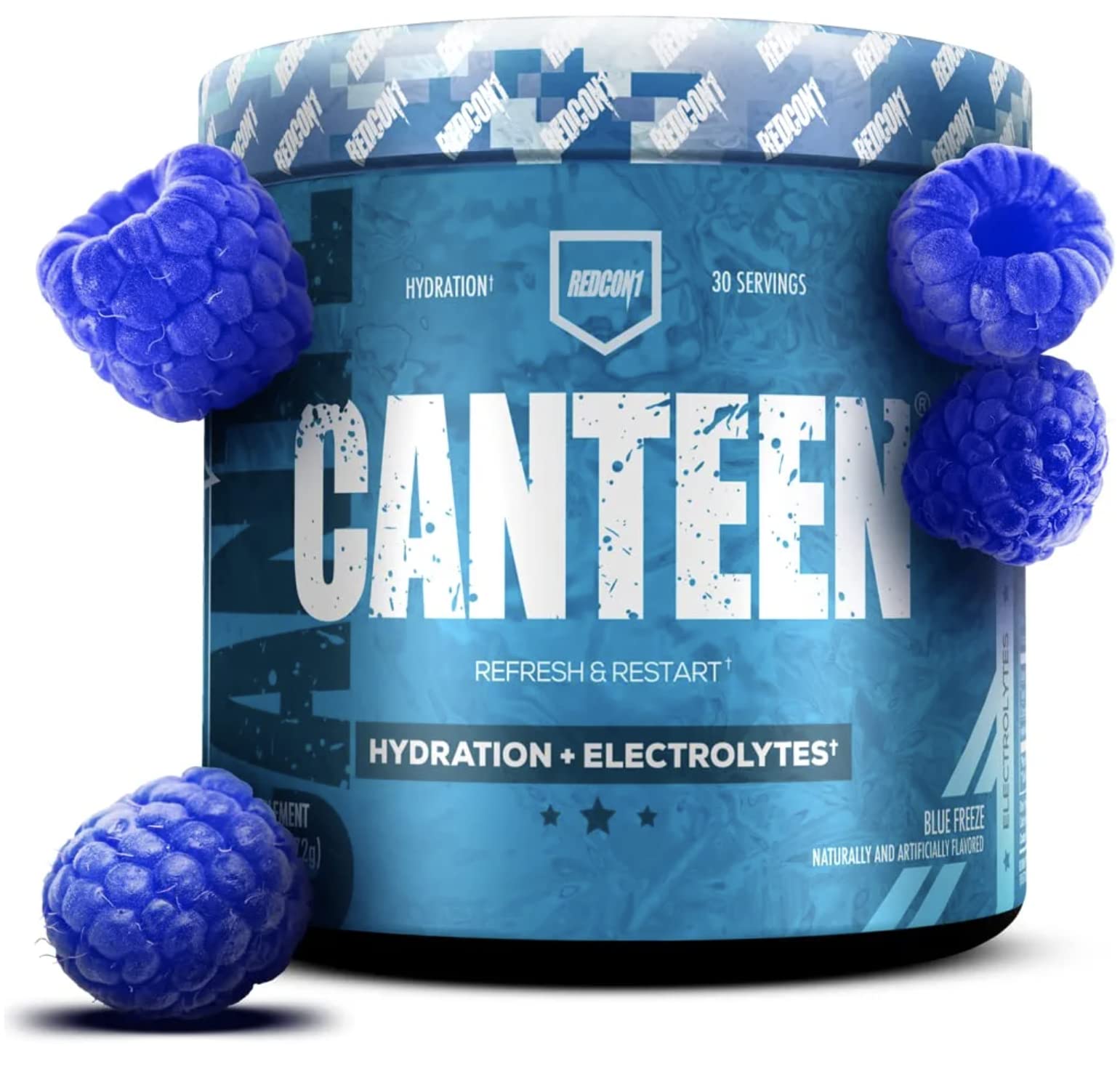 REDCON1 Canteen Blue Freeze bottle pour supports quick hydration during workouts.