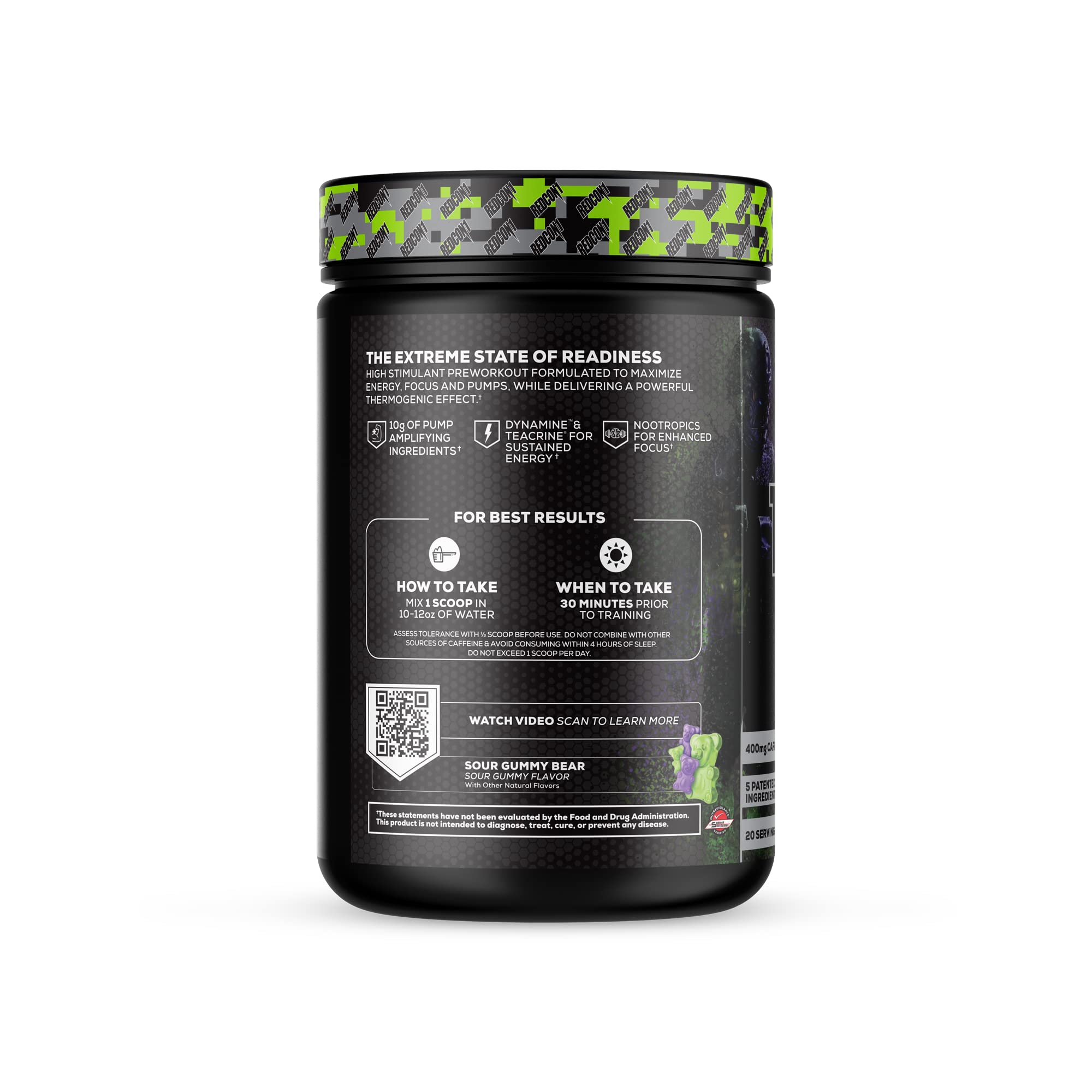 RedCon1 Total War Black Ops powder dissolving in water for energy boost.