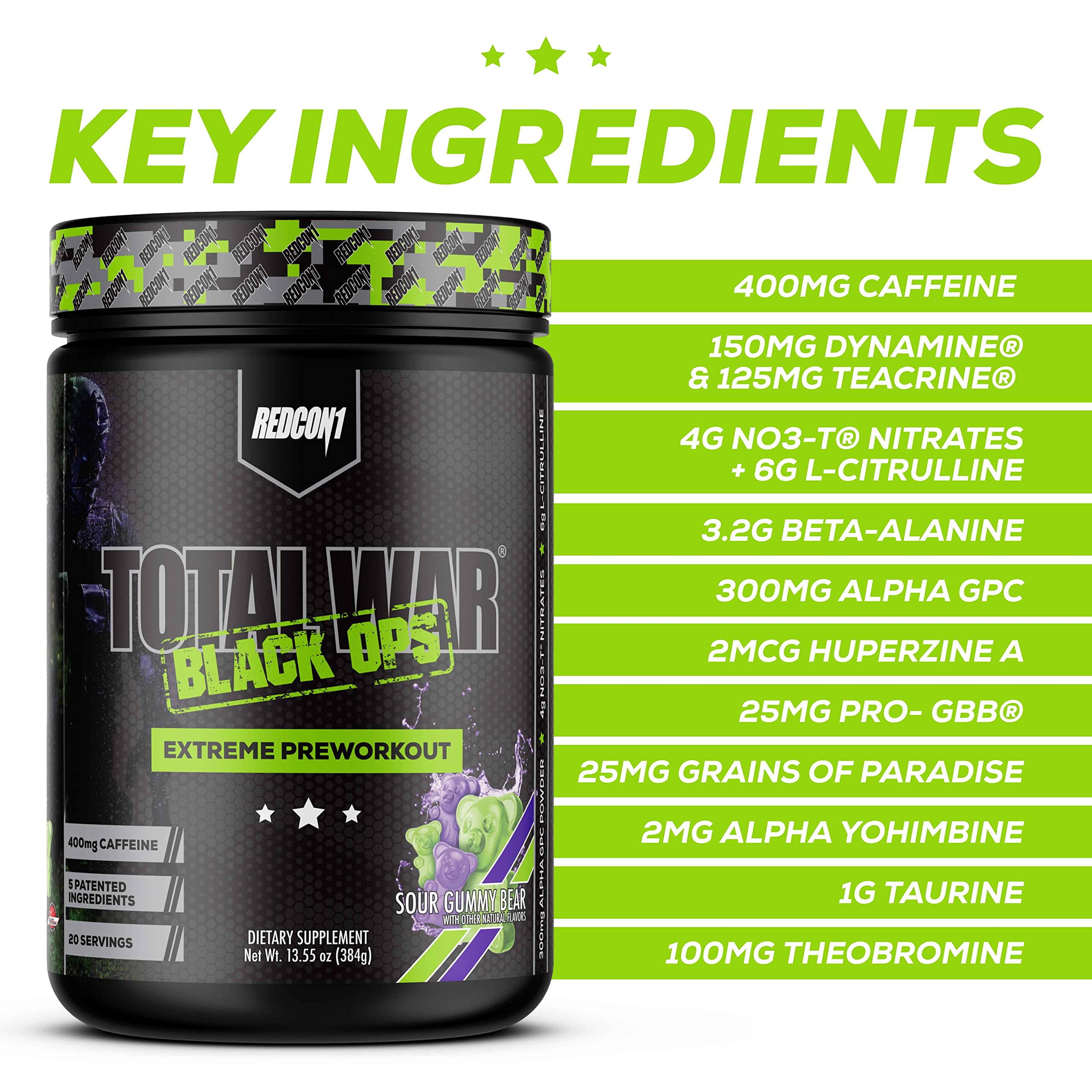 RedCon1 Total War Black Ops preworkout serving ready for training session.