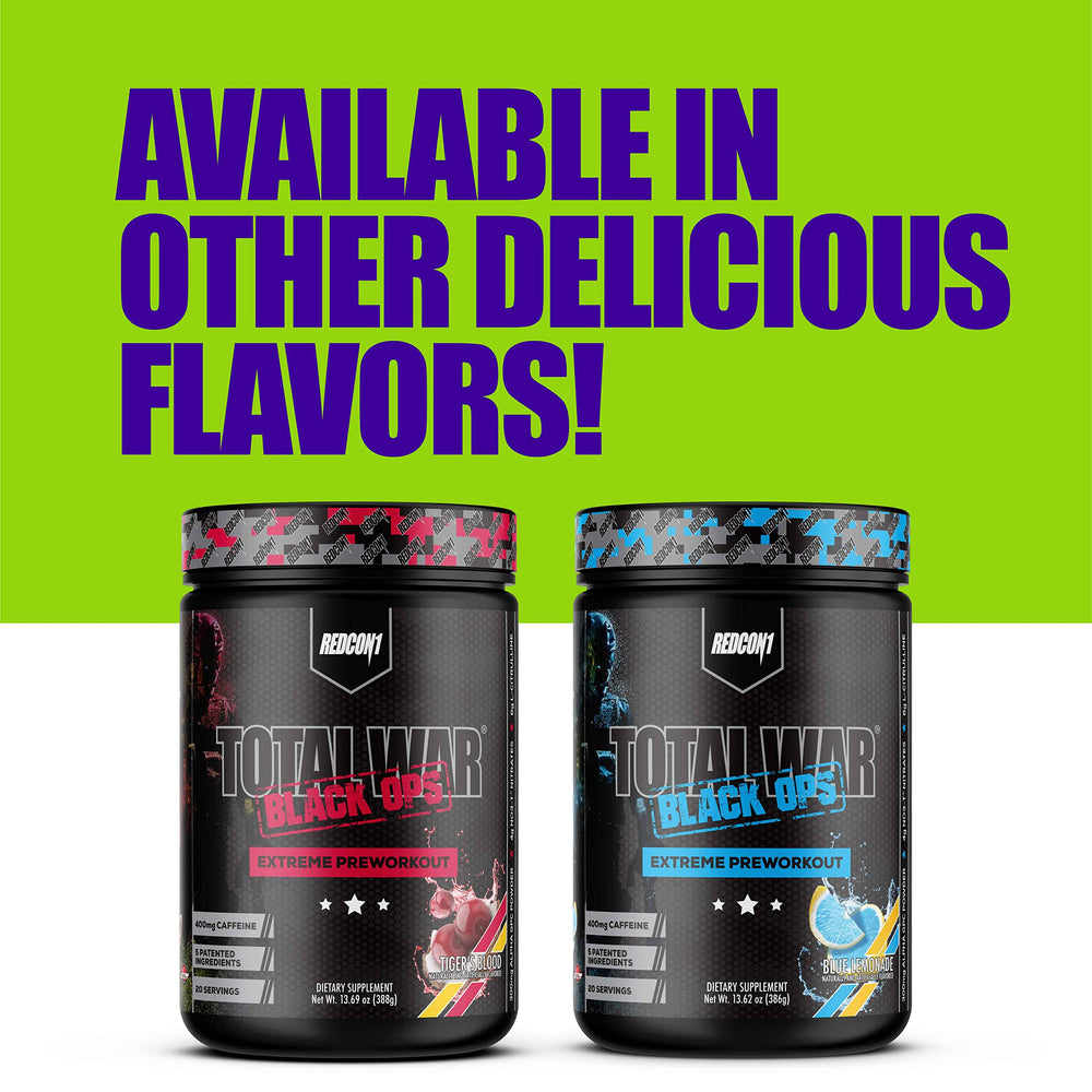 RedCon1 Total War Black Ops tub back showing ingredients and serving size.