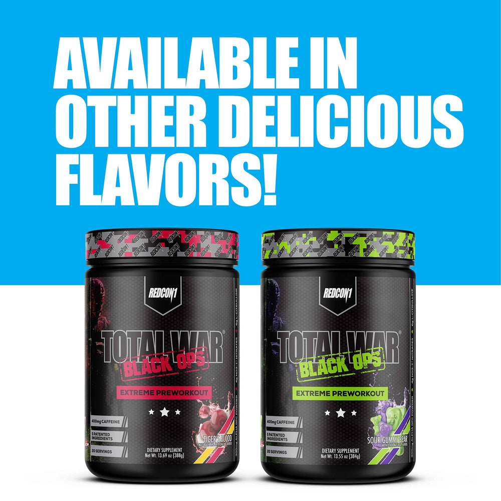 REDCON1 Total War Black Ops tub open reveals vibrant blue lemonade flavor