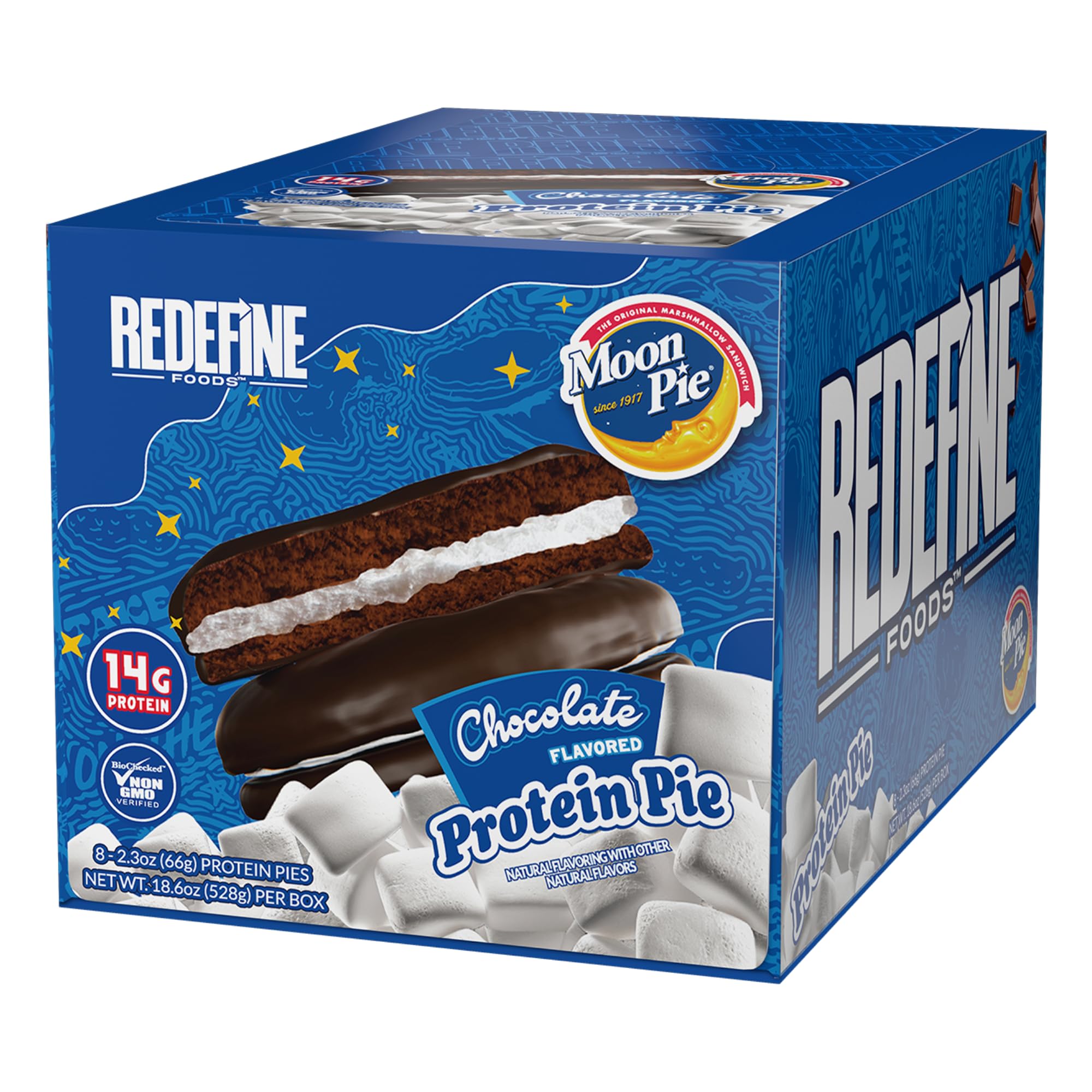 REDEFINE Protein Pie MoonPie-like coating offers a protein-rich chocolate snack for on-the-go fuel.