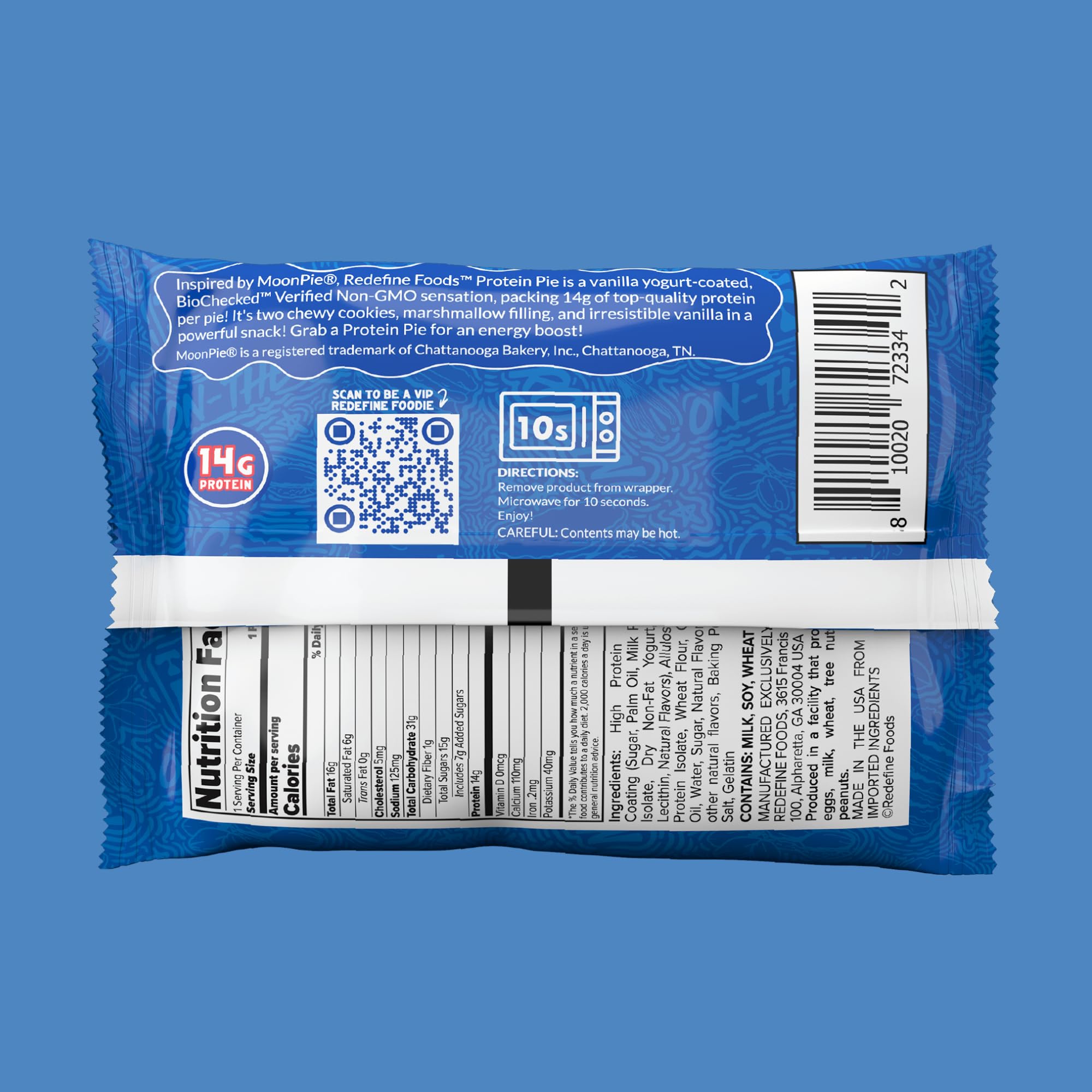 REDEFINE Protein Pie MoonPie Vanilla cookie-sandwich close-up shows chewy texture