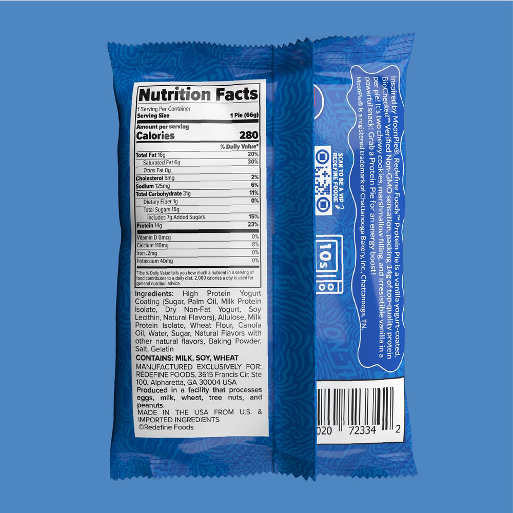 REDEFINE Protein Pie MoonPie Vanilla wrapped serving captures portable snack option
