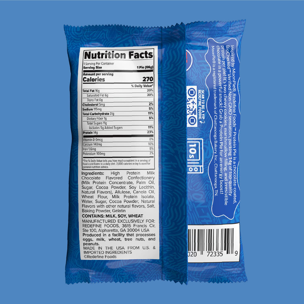 REDEFINE Protein Pie 8-count packaging supports easy grab-and-go snacking.