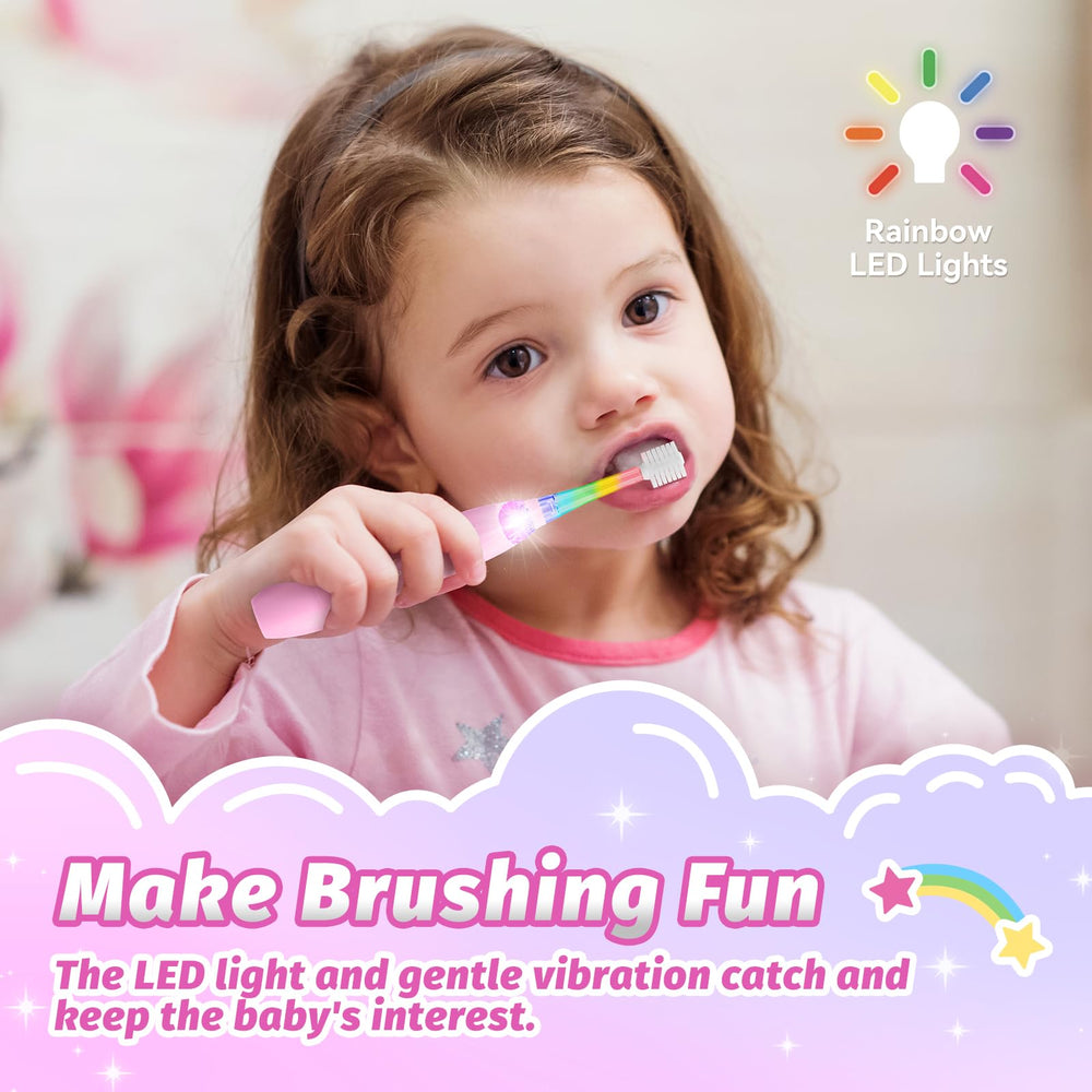 Pink unicorn toothbrush LED light indicator