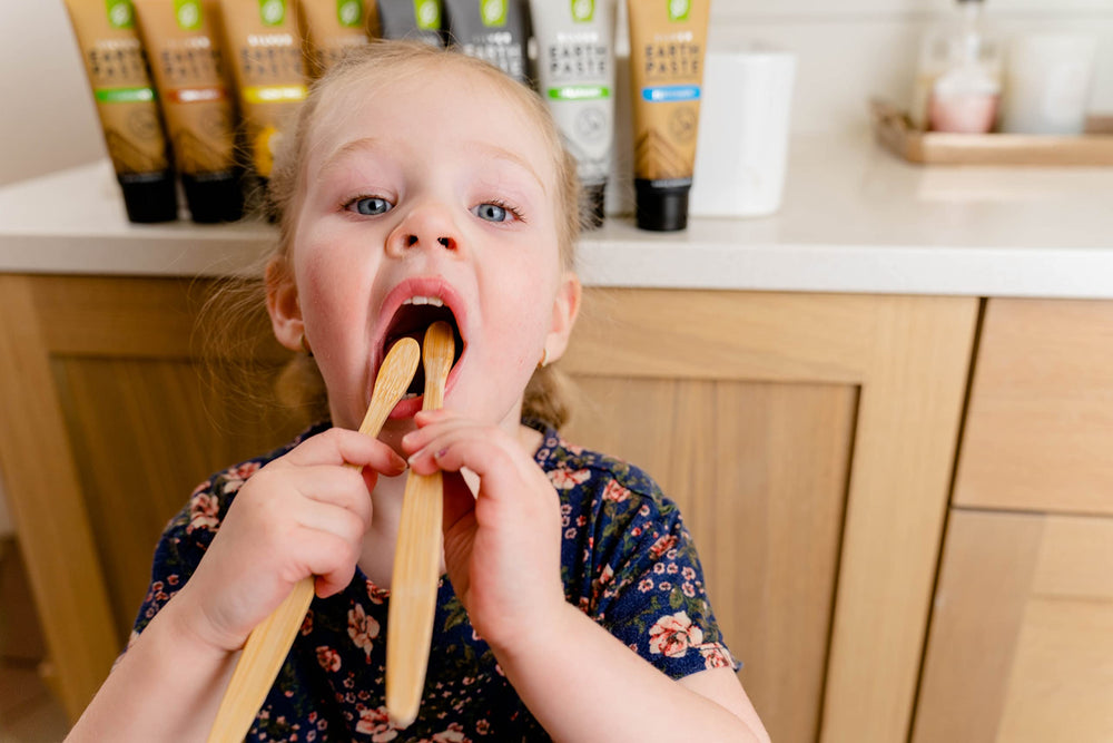 Overhead flat lay of Earthpaste with Silver Lemon Twist, packaging and ingredients