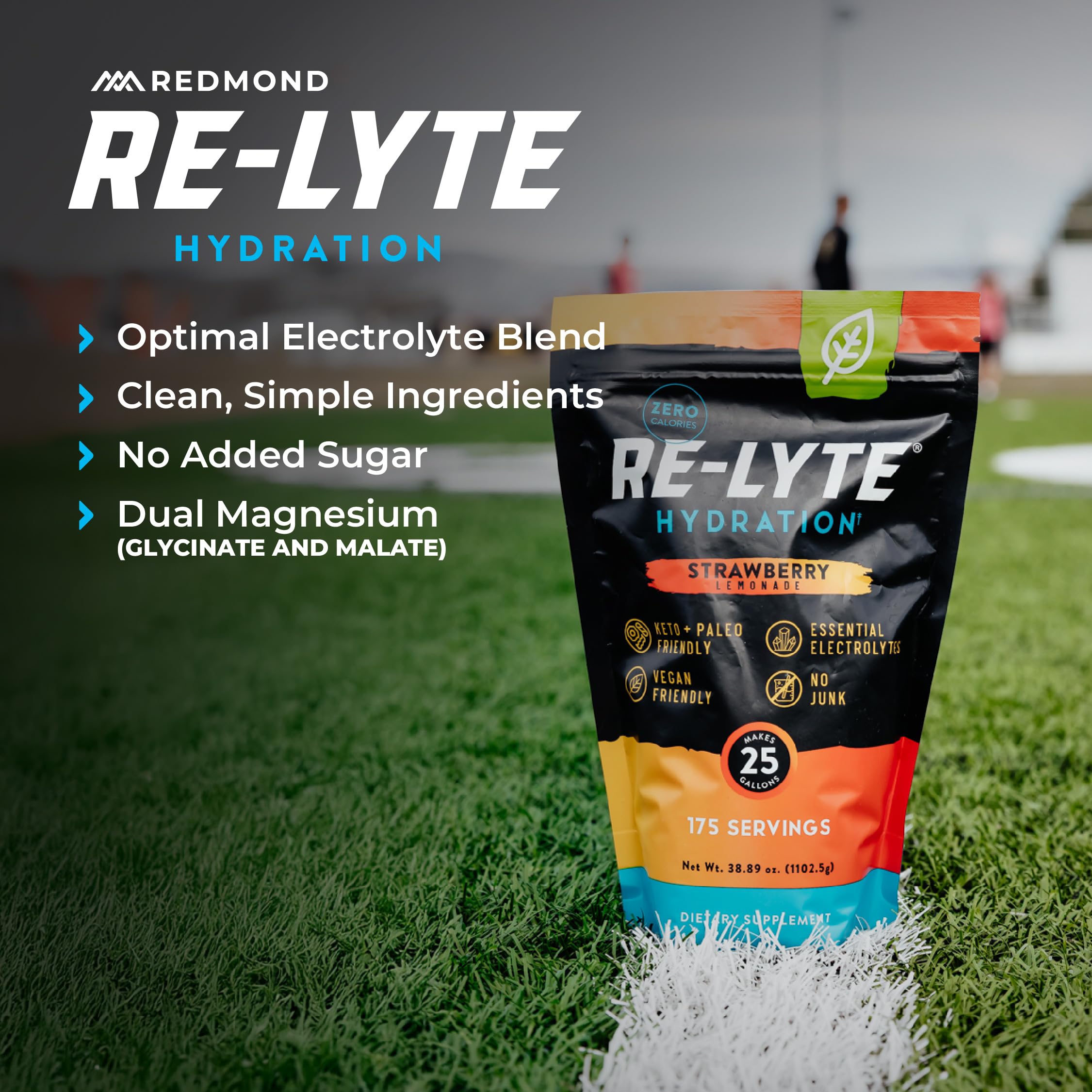 Redmond electrolyte blend with 60+ minerals ideal for active days.