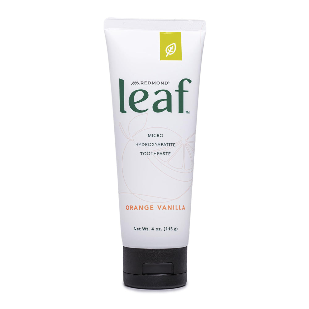Front view of REDMOND Leaf Micro Hydroxyapatite Toothpaste Orange Vanilla tube