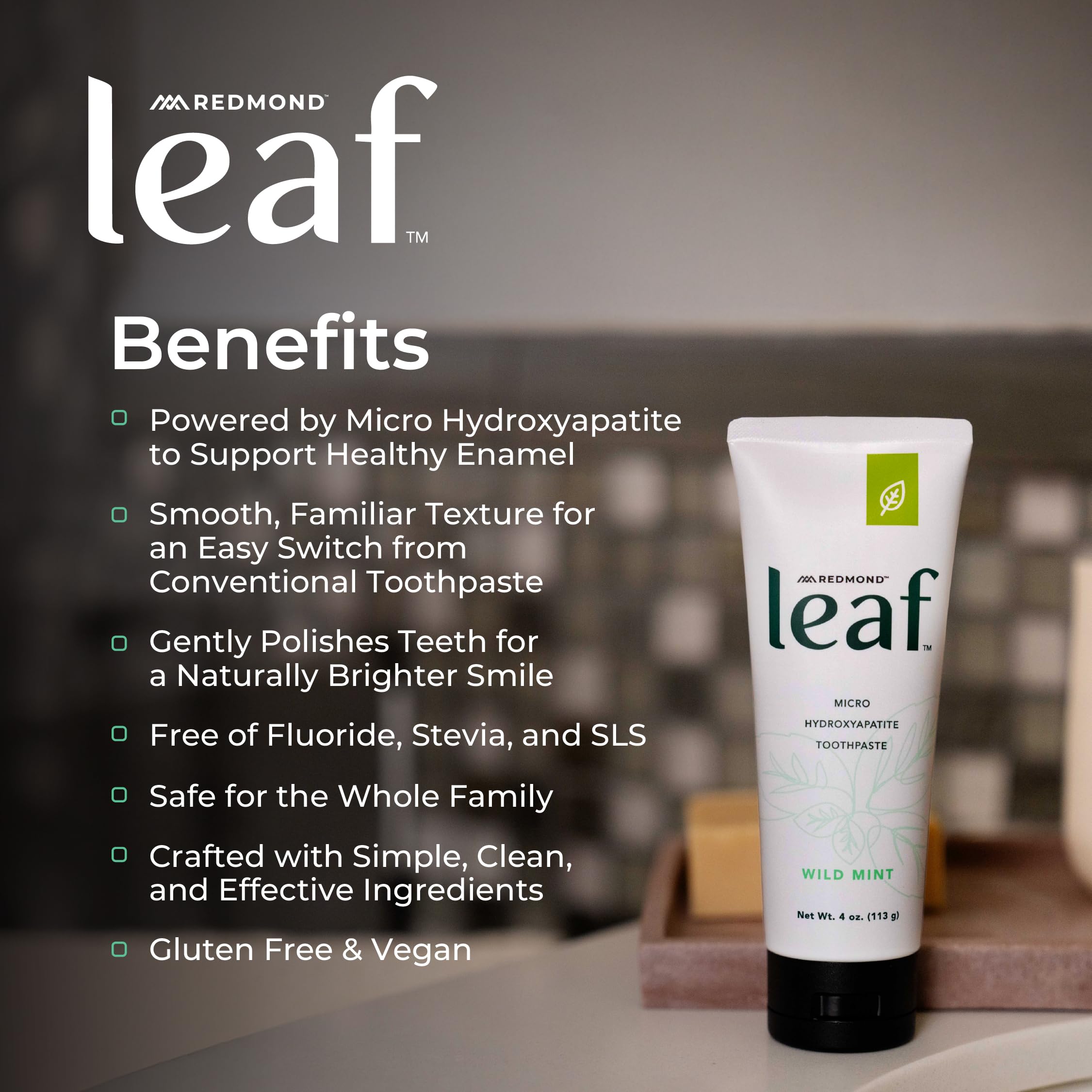 Ingredients: Bentonite clay, micro hydroxyapatite, calcium carbonate, hydrated silica