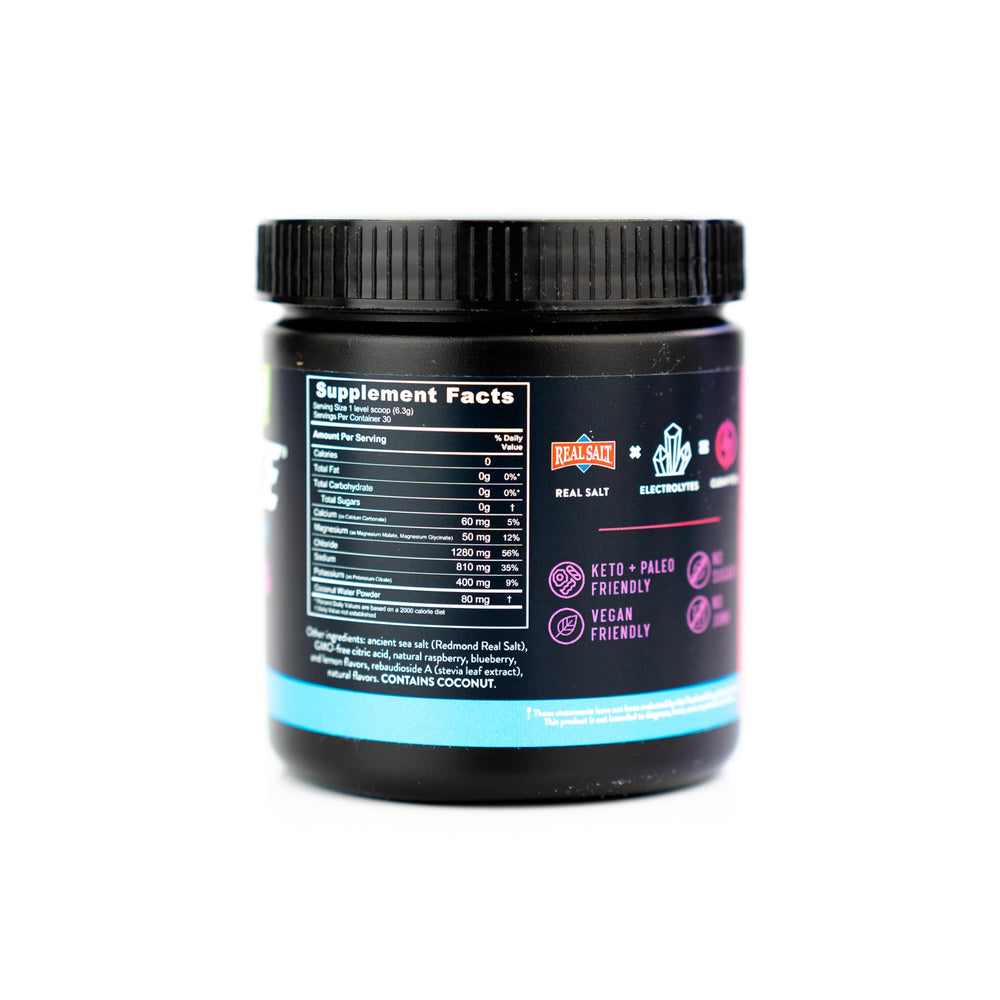 Scoop of Re-Lyte electrolyte powder for mixed berry flavor