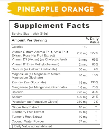 Nutrition label highlighting vitamins on Re-Lyte Immunity package