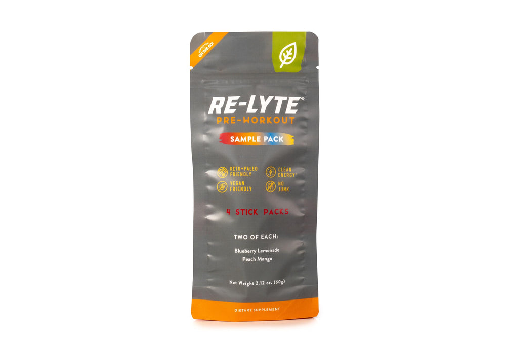 Redmond Re-Lyte pre-workout sampler pack 4 sticks in box, ready to power your training