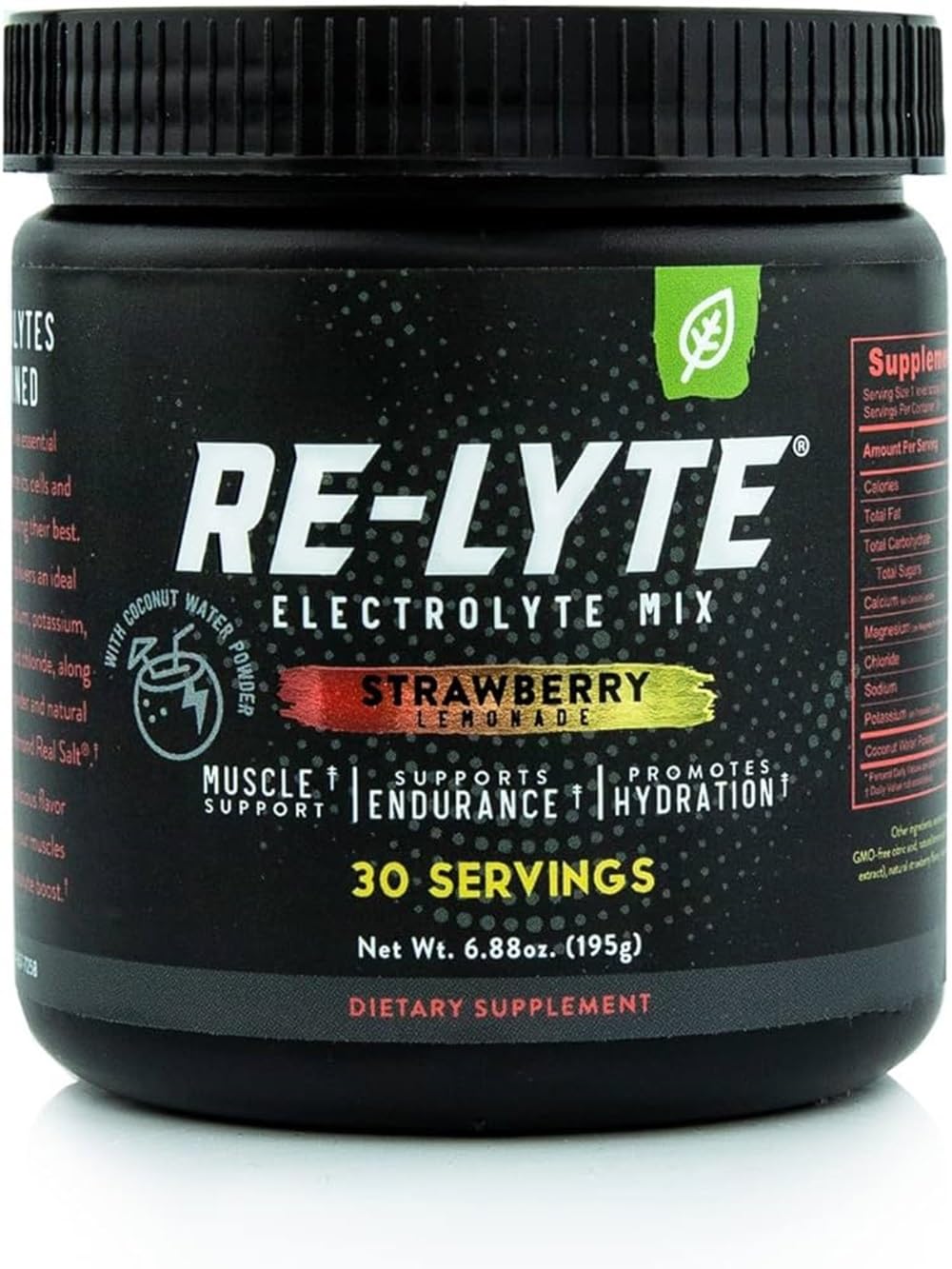 Redmond Re-Lyte Strawberry Lemonade tub highlights electrolyte hydration benefits after workouts