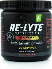 Redmond Re-Lyte Strawberry Lemonade tub highlights electrolyte hydration benefits after workouts