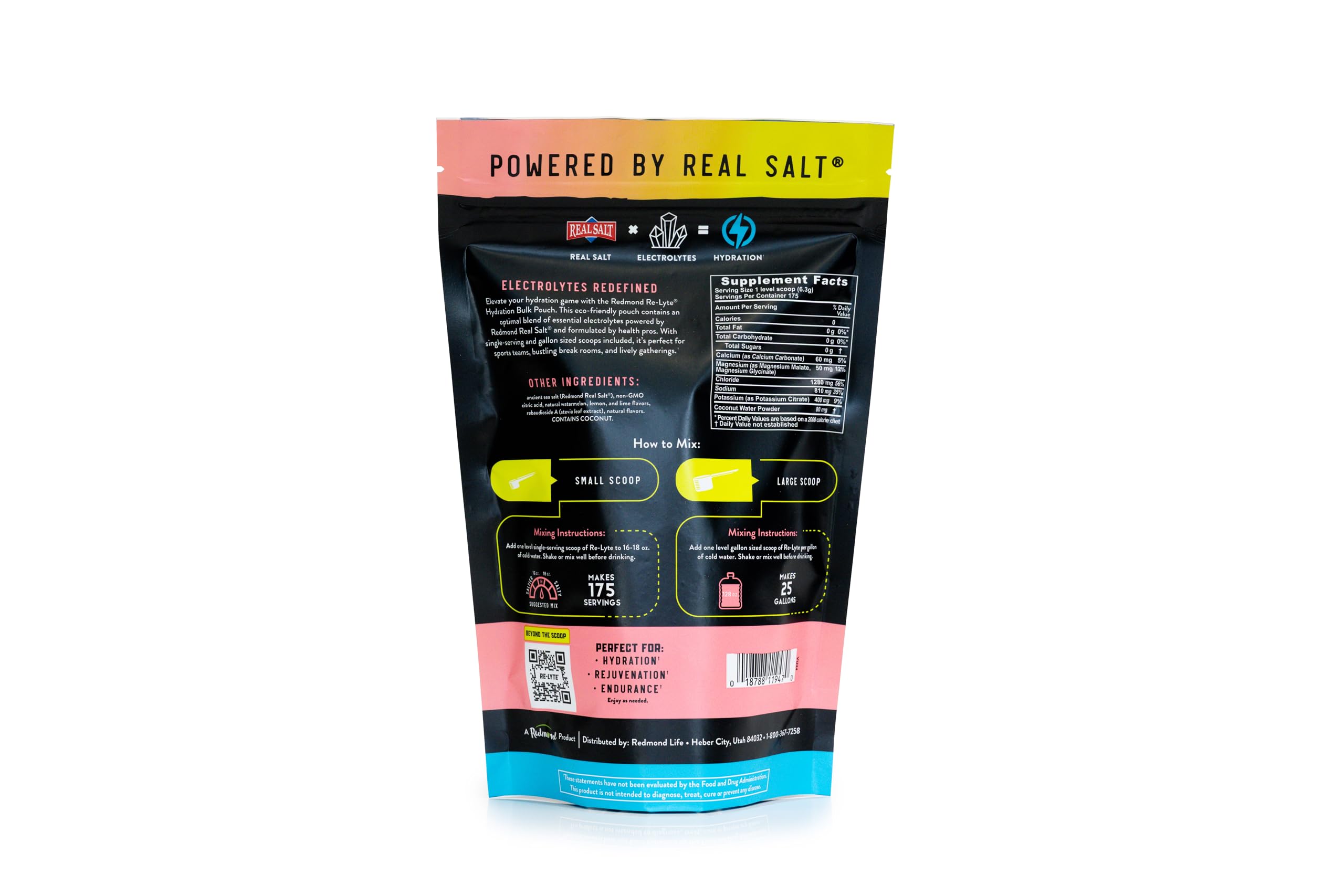 REDMOND Re-Lyte powder dissolving in a glass provides electrolytes