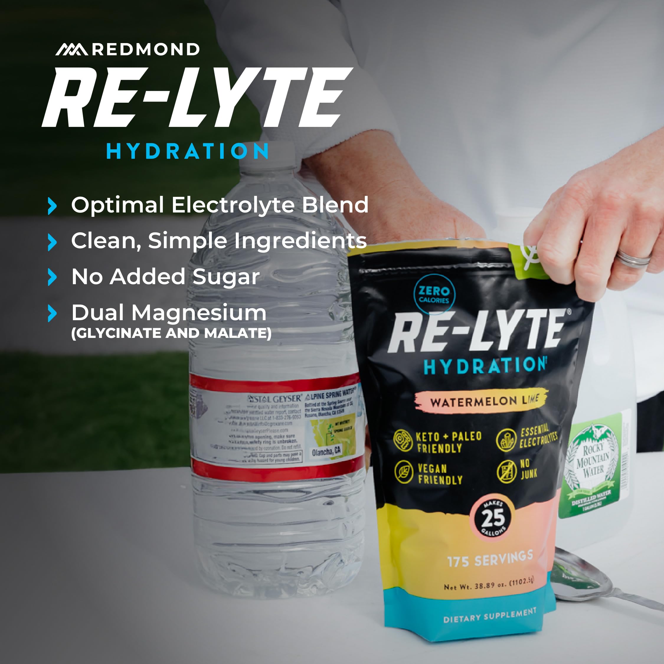 Watermelon Lime Re-Lyte in a glass with ice