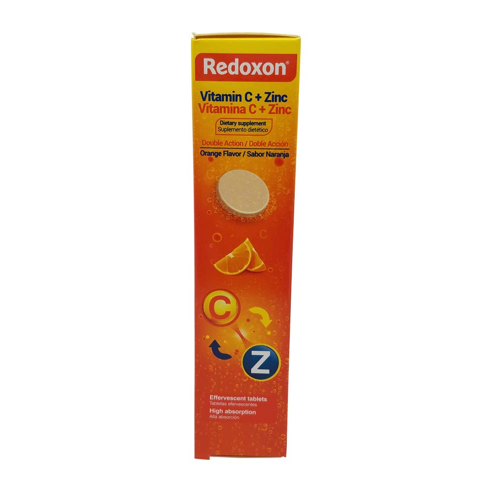 Redoxon orange vitamin C with zinc packaging and label