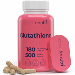 Reduced glutathione 500mg with milk thistle and alpha-lipoic acid in 180 vegetarian capsules
