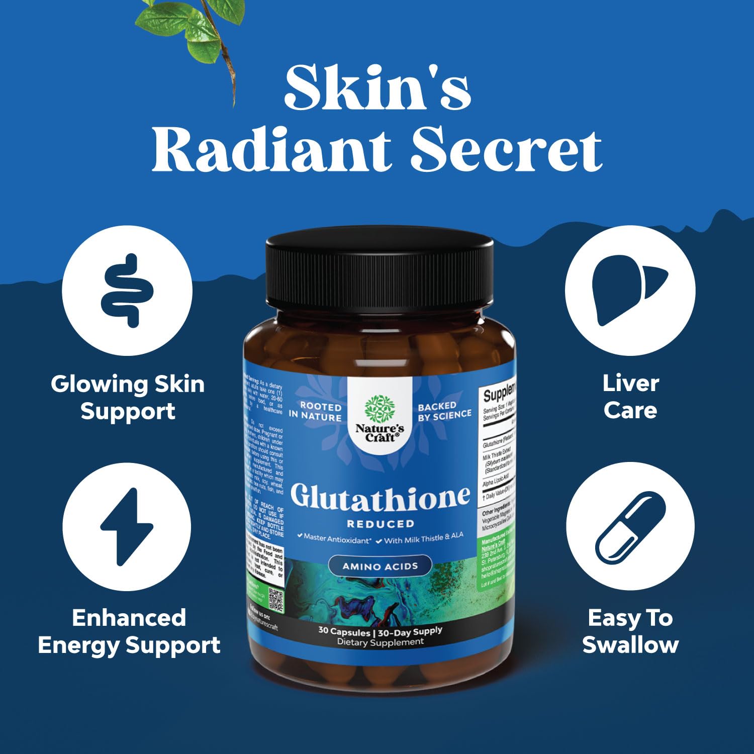 Serving of capsules with milk thistle and alpha lipoic acid ingredients