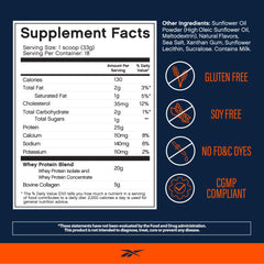 Reebok ReeBuild Vanilla Ice Cream tub back with nutrition facts