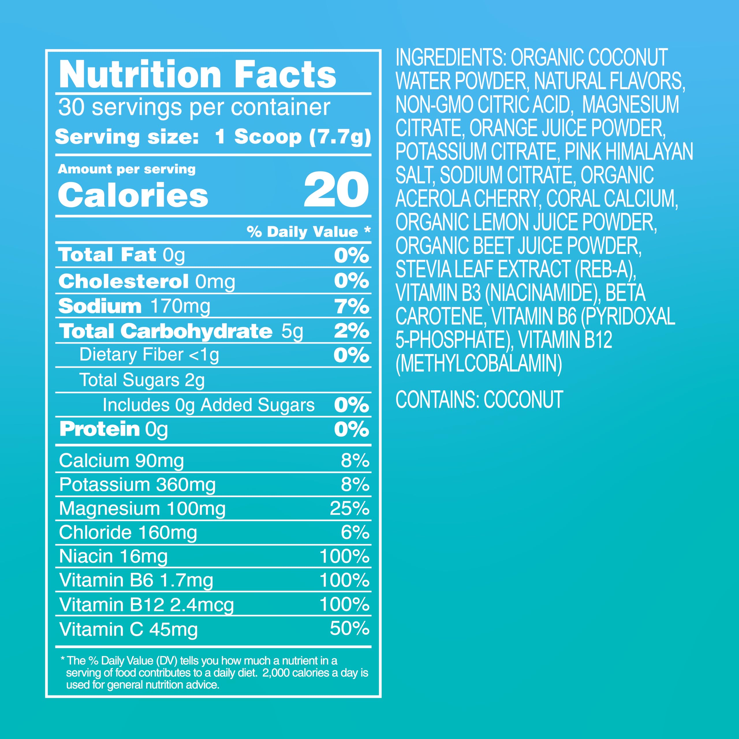 Close-up of coral calcium feature on the product label