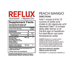 Nutrition facts for Reflux Digestive Supplement Peach Mango