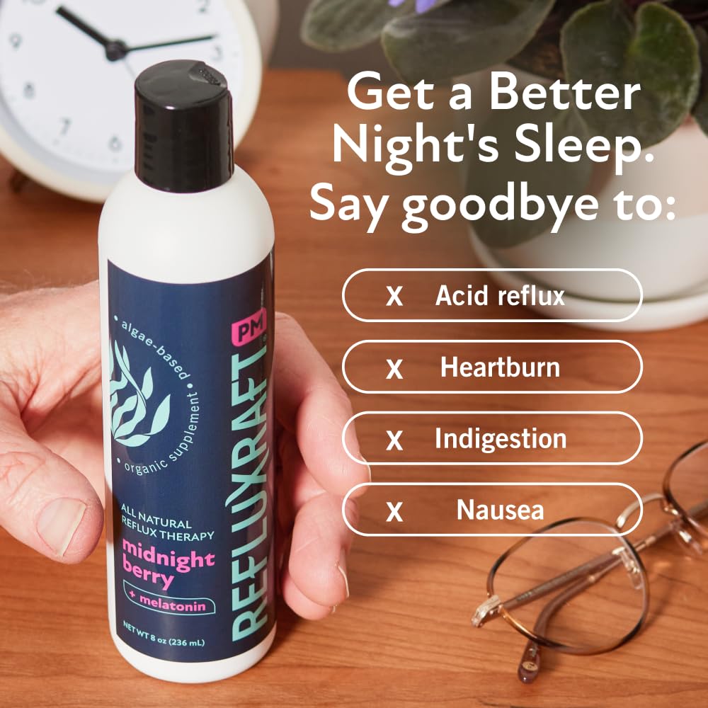 Alginate and melatonin ingredients in RefluxRaft PM