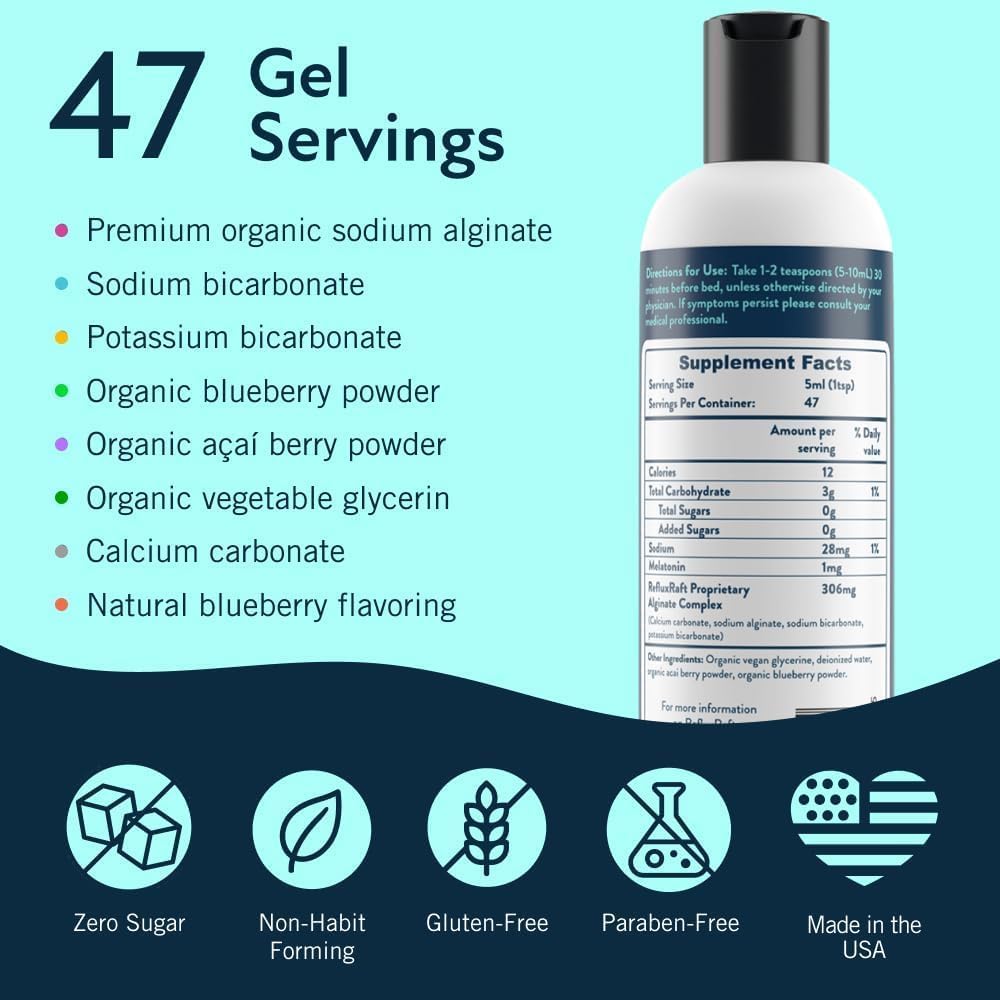 Side view of RefluxRaft PM Midnight Berry bottle