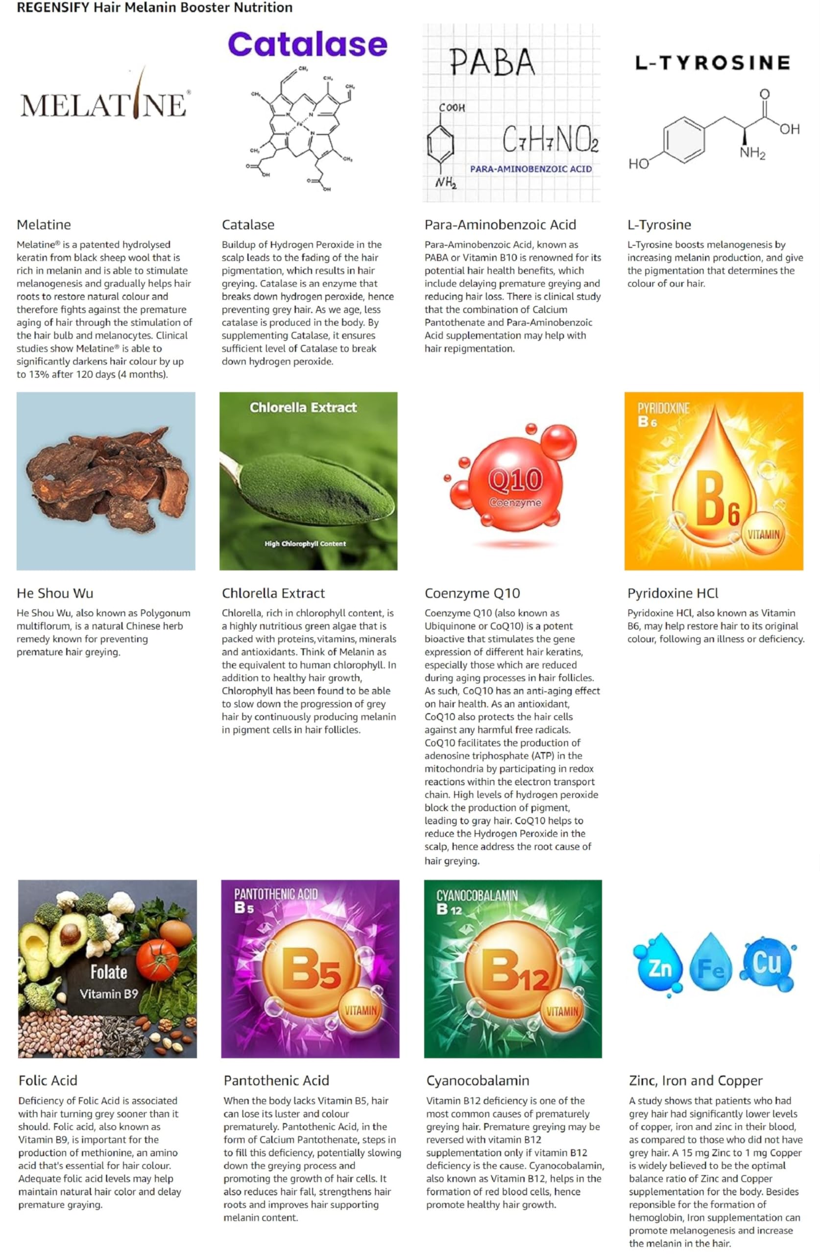Close-up of L-Tyrosine and He Shou Wu ingredients