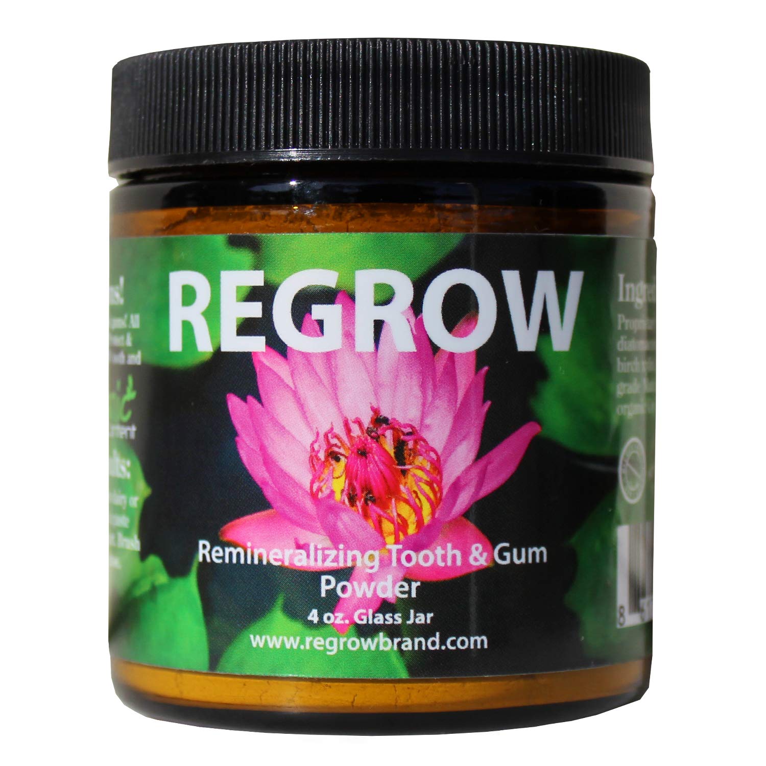 REGROW Remineralizing Tooth Powder jar with included measuring scoop