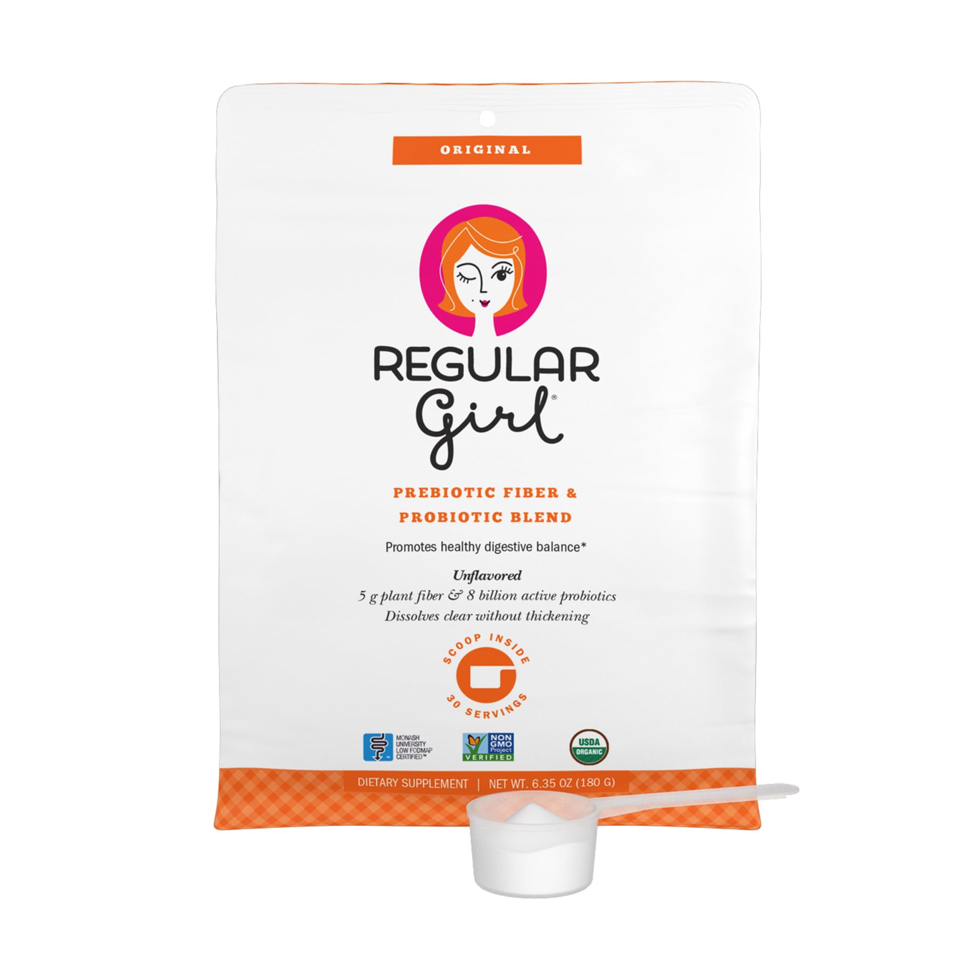 Front view of Regular Girl Organic Powder container