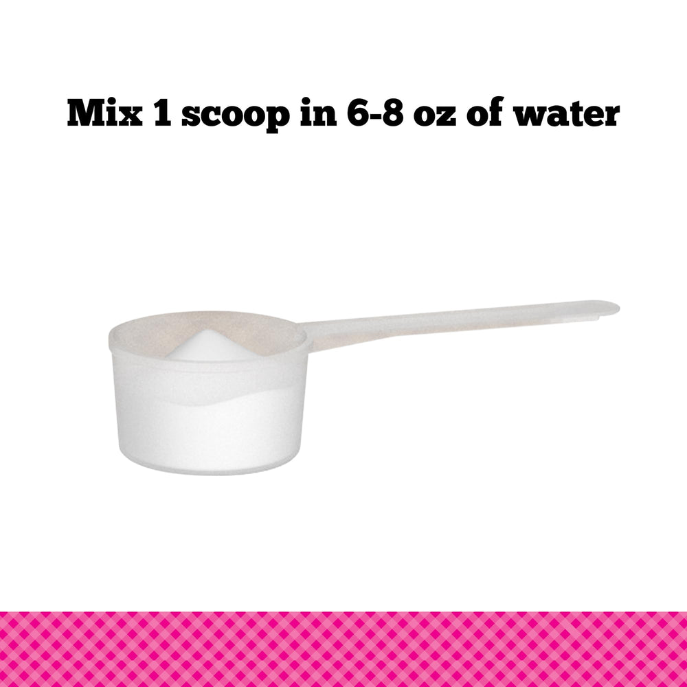 Nutrition facts panel showing 5 g soluble fiber and 8B CFU per serving