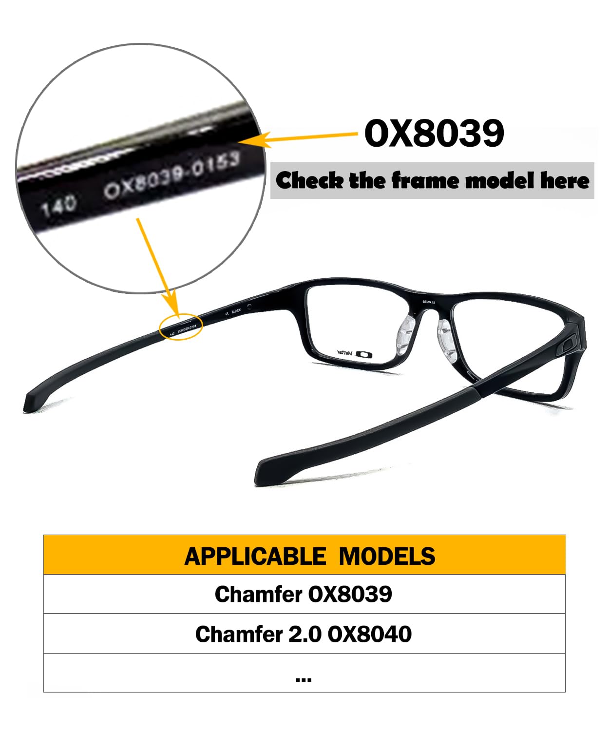 Complete regular-size nose pad set for Oakley Chamfer OX8039/OX8040/Splinter OX8077